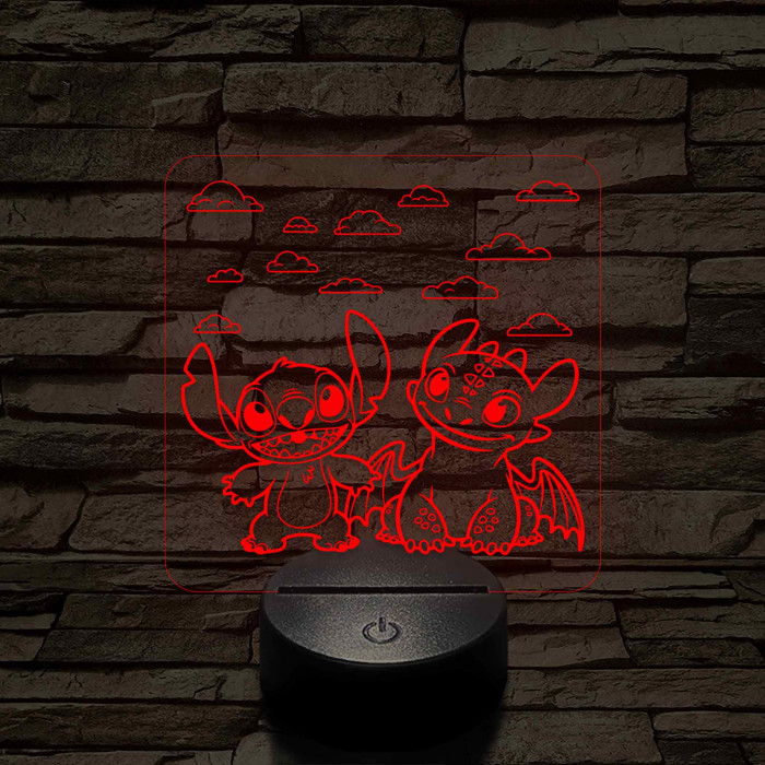 Űrkutya és a fognélküli 7 színű, színváltós 3D led lámpa