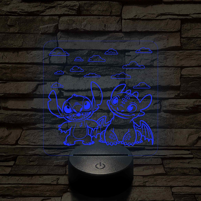 Űrkutya és a fognélküli 7 színű, színváltós 3D led lámpa