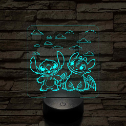 Űrkutya és a fognélküli 7 színű, színváltós 3D led lámpa