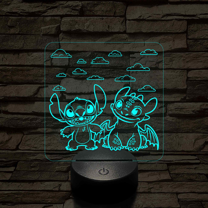 Űrkutya és a fognélküli 7 színű, színváltós 3D led lámpa