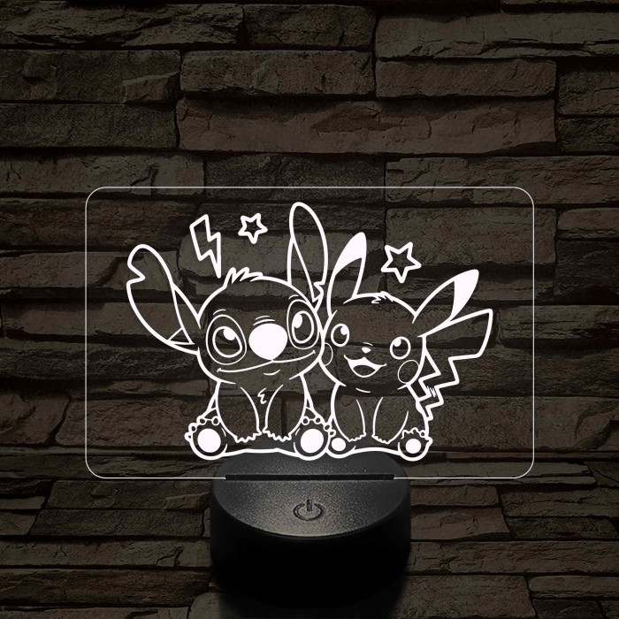 Űrkutya és Villámcsapás barátsága – 7 színű, színváltós 3D LED lámpa