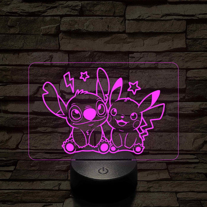 Űrkutya és Villámcsapás barátsága – 7 színű, színváltós 3D LED lámpa