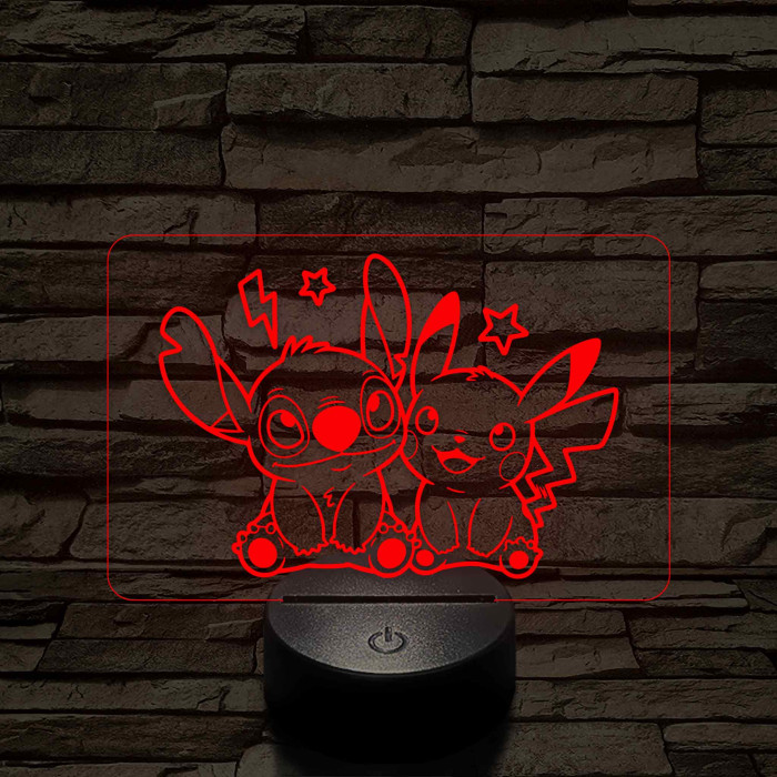 Űrkutya és Villámcsapás barátsága – 7 színű, színváltós 3D LED lámpa