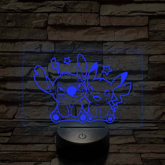 Űrkutya és Villámcsapás barátsága – 7 színű, színváltós 3D LED lámpa