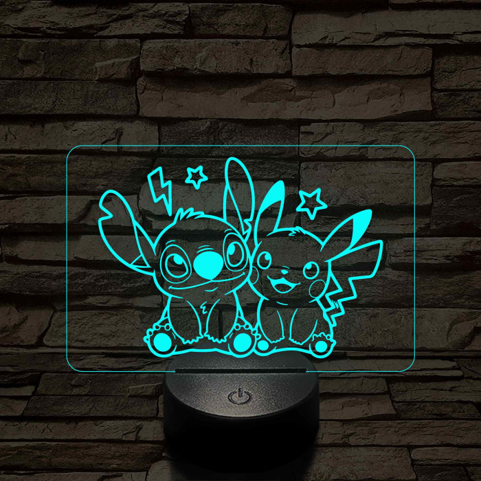 Űrkutya és Villámcsapás barátsága – 7 színű, színváltós 3D LED lámpa