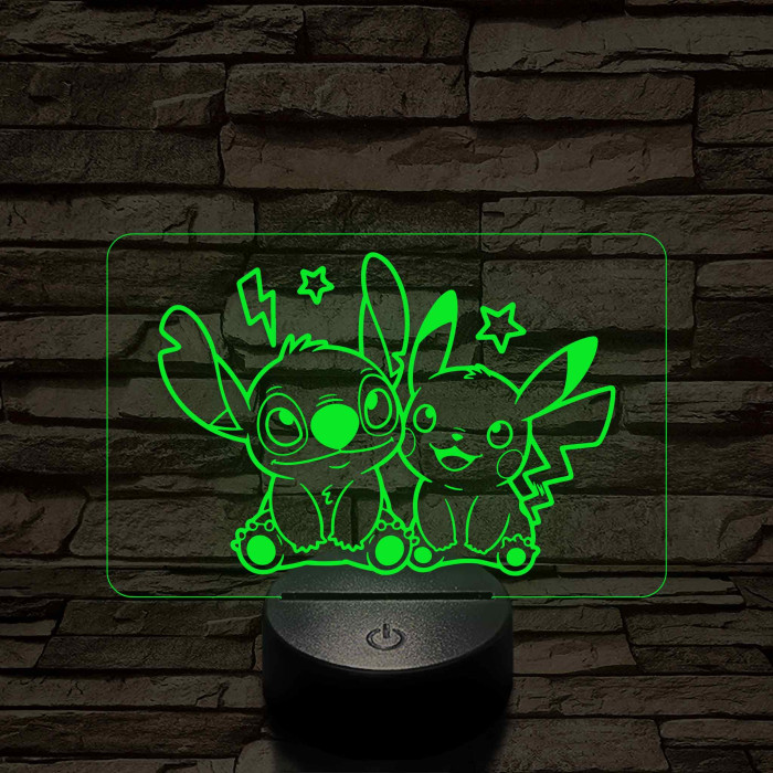 Űrkutya és Villámcsapás barátsága – 7 színű, színváltós 3D LED lámpa