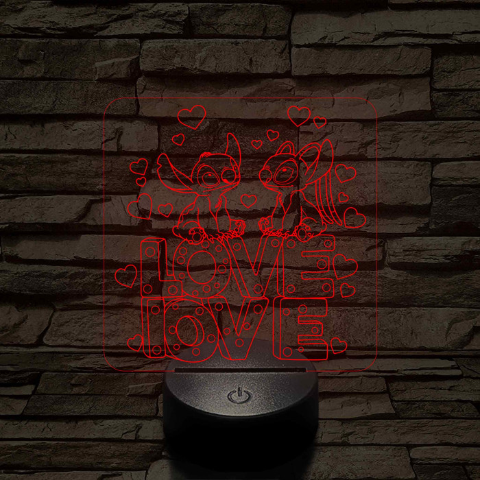 Űrkutya Love-Love – 7 színű, színváltós 3D LED lámpa