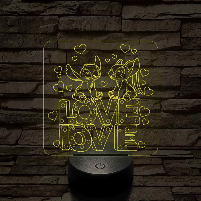 Űrkutya Love-Love – 7 színű, színváltós 3D LED lámpa