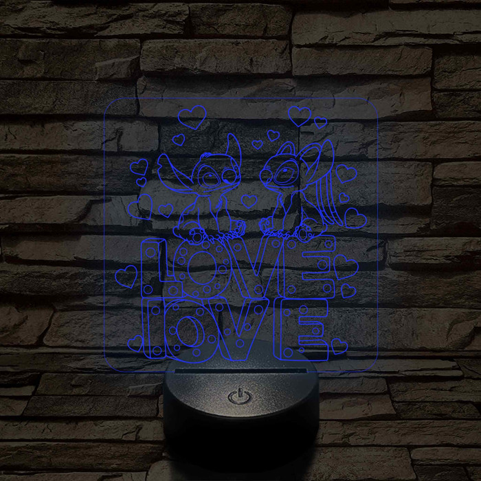 Űrkutya Love-Love – 7 színű, színváltós 3D LED lámpa