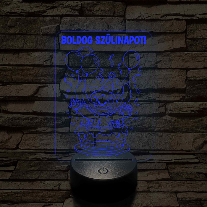 Szülinapi Űrkutya tortában – 7 színű, színváltós 3D LED lámpa