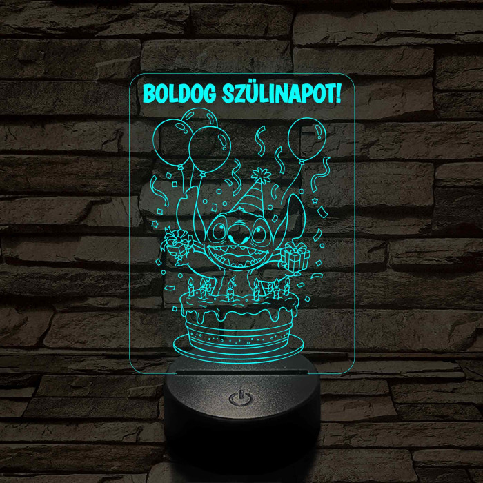 Szülinapi Űrkutya tortában – 7 színű, színváltós 3D LED lámpa