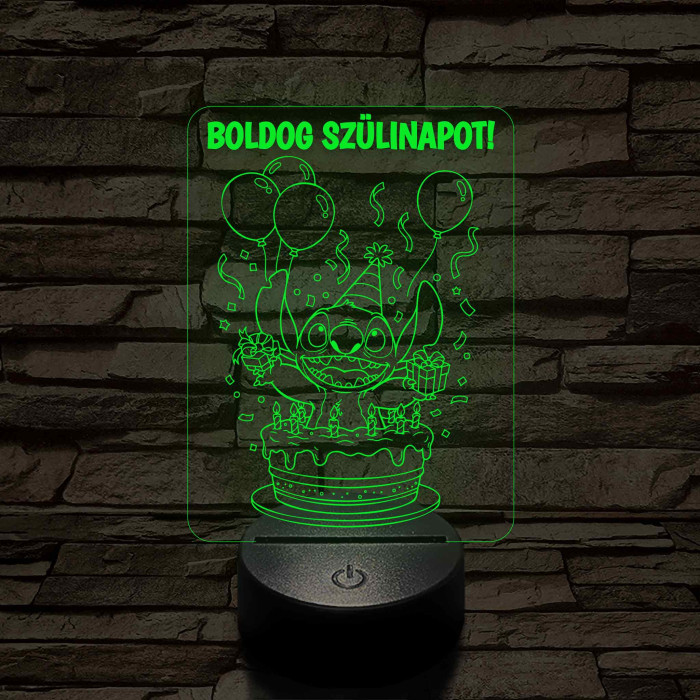 Szülinapi Űrkutya tortában – 7 színű, színváltós 3D LED lámpa