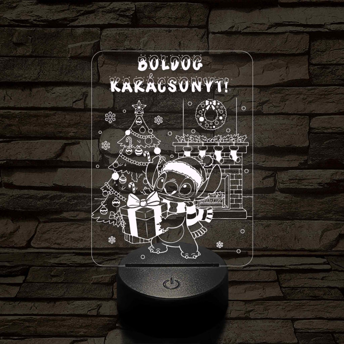 Űrkutya karácsonya – 7 színű, színváltós 3D LED lámpa