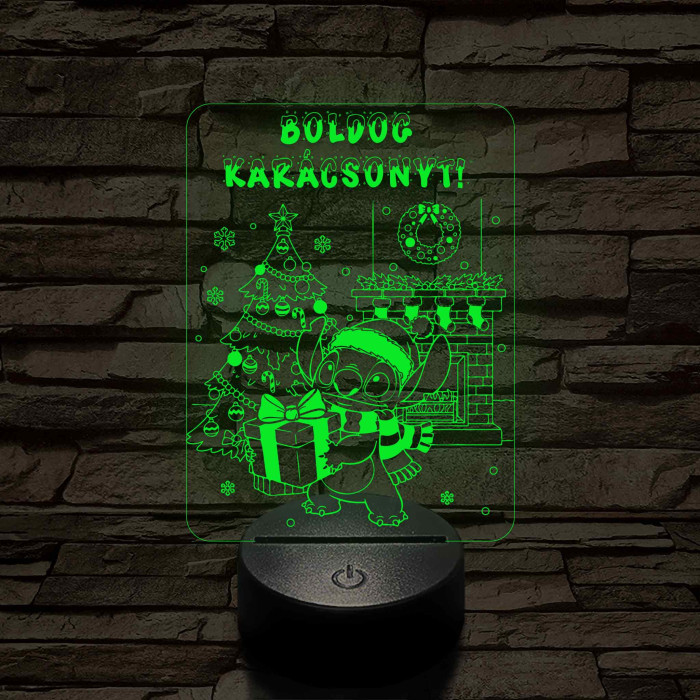 Űrkutya karácsonya – 7 színű, színváltós 3D LED lámpa