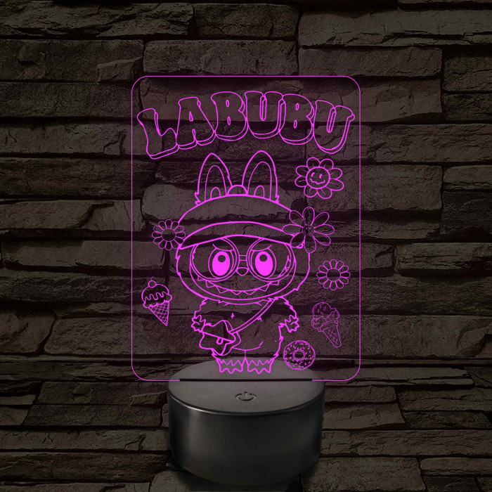 Labubu - 7 színű, színváltós 3D led lámpa