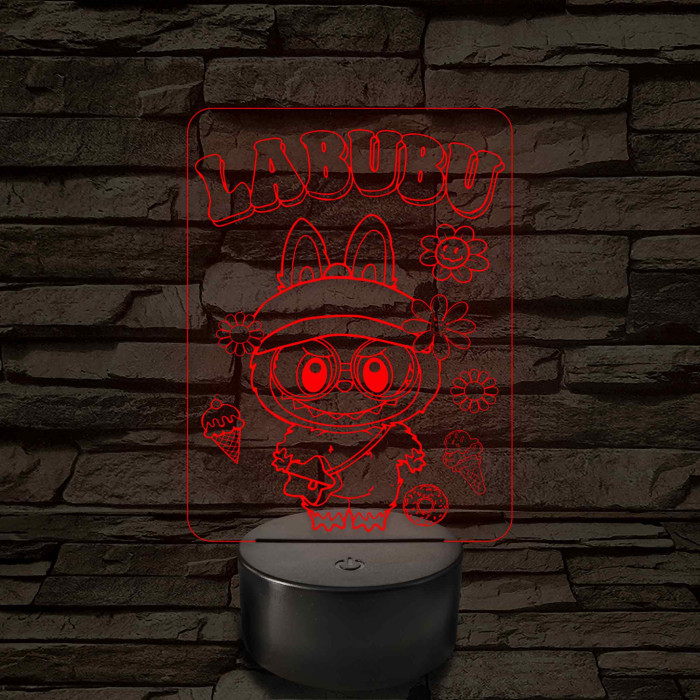 Labubu - 7 színű, színváltós 3D led lámpa