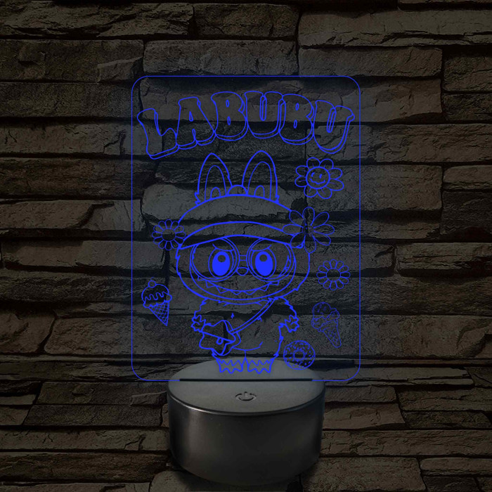 Labubu - 7 színű, színváltós 3D led lámpa