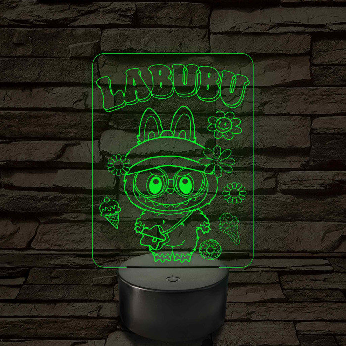Labubu - 7 színű, színváltós 3D led lámpa