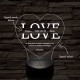 Egyedi esküvős, Valentinos szív-alakú beírós LOVE szív-forma 7 színű 3D led lámpa