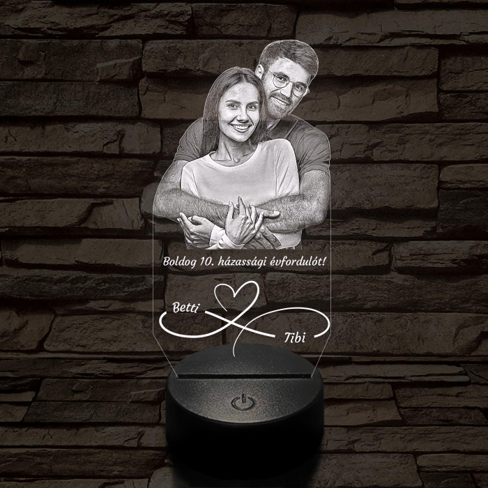 Örökké házasok egyedi fotógravírozás 7 színű 3D led lámpa