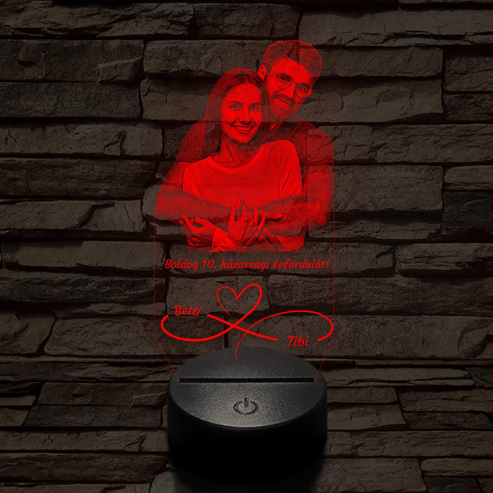 Örökké házasok egyedi fotógravírozás 7 színű 3D led lámpa
