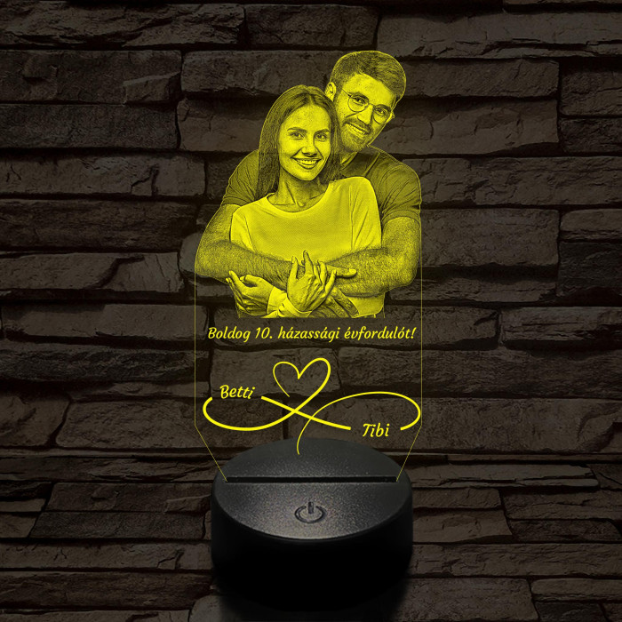 Örökké házasok egyedi fotógravírozás 7 színű 3D led lámpa