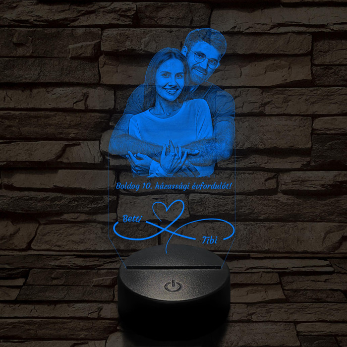 Örökké házasok egyedi fotógravírozás 7 színű 3D led lámpa