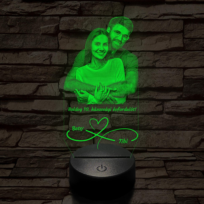 Örökké házasok egyedi fotógravírozás 7 színű 3D led lámpa