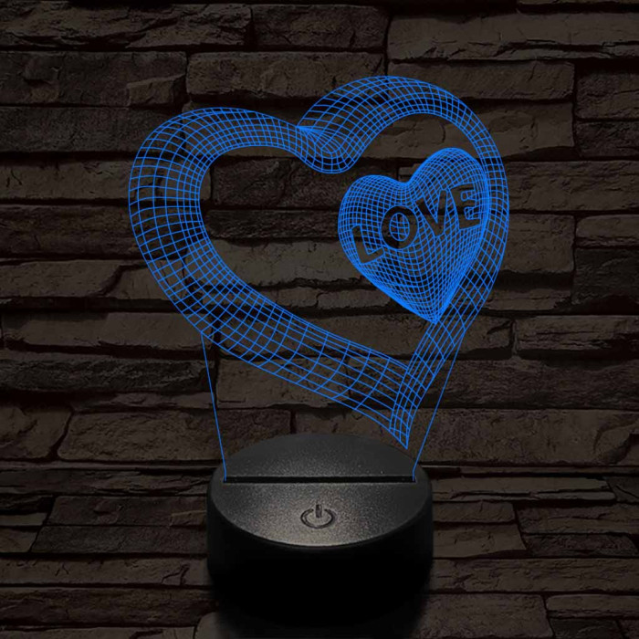 Szív-love 7 színű 3D led lámpa