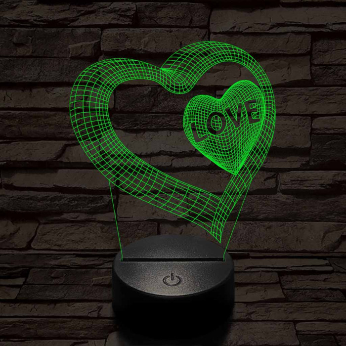 Szív-love 7 színű 3D led lámpa