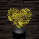 Virágos szív 7 színű 3D led lámpa