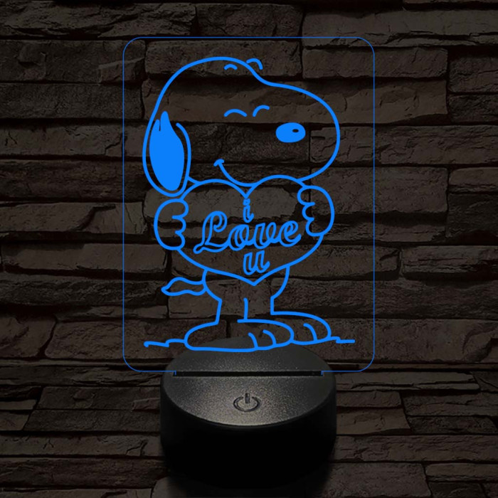 Snoopy love 7 színű 3D led lámpa