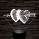 Átlőtt szívek 7 színű 3D led lámpa