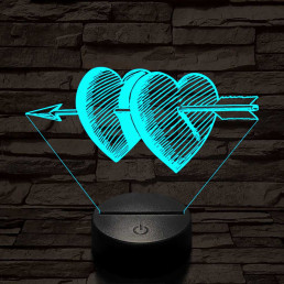 Átlőtt szívek 7 színű 3D led lámpa