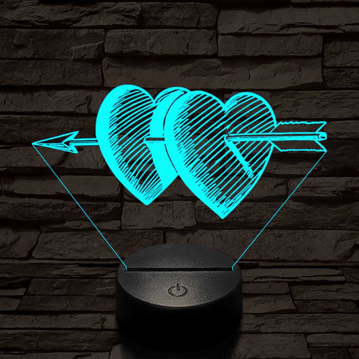 Átlőtt szívek 7 színű 3D led lámpa