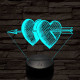 Átlőtt szívek 7 színű 3D led lámpa
