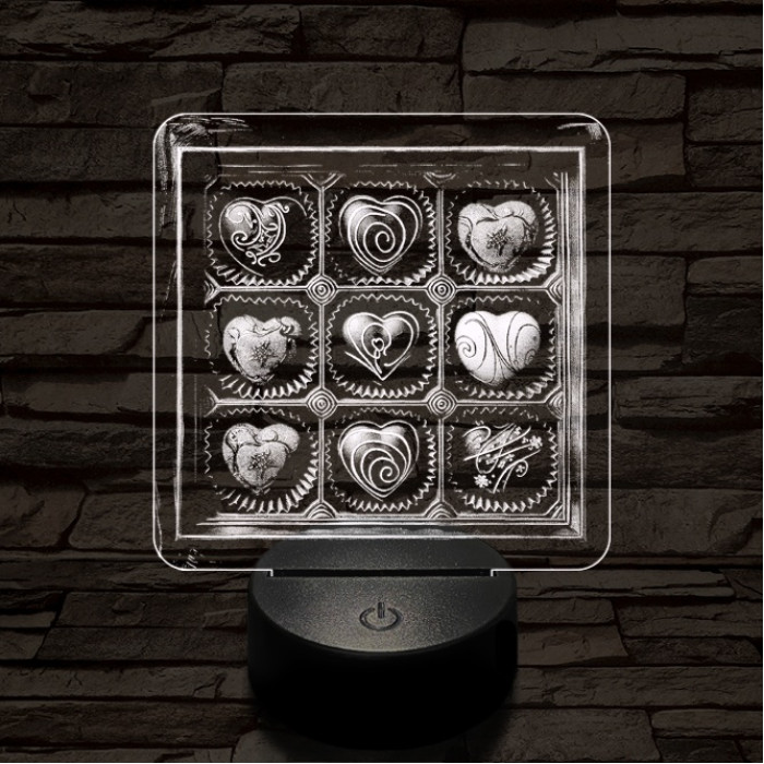 Szív desszert 7 színű valósághű 3D led lámpa