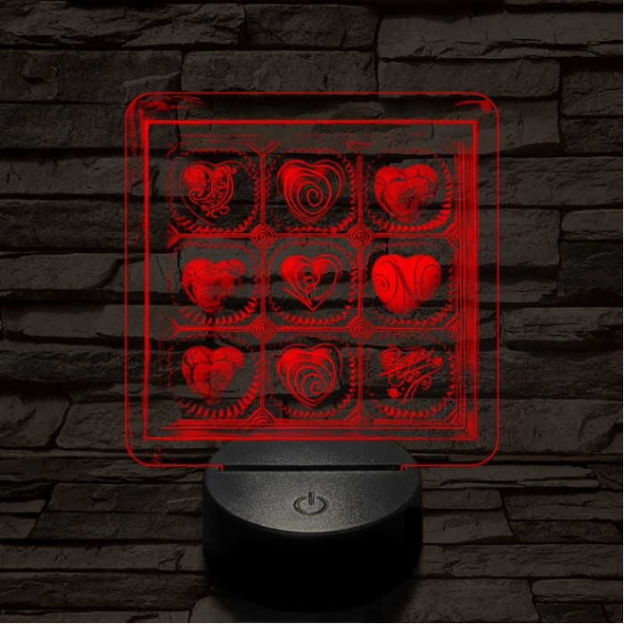 Szív desszert 7 színű valósághű 3D led lámpa