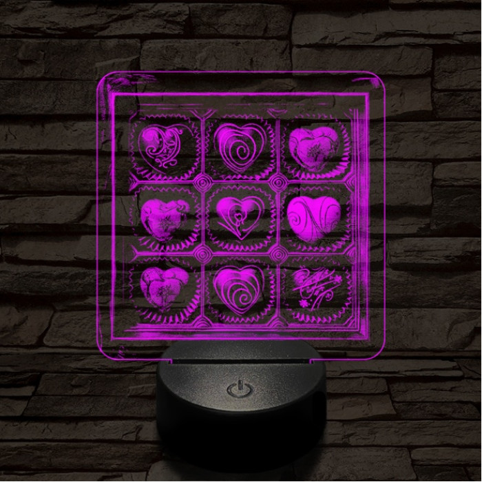 Szív desszert 7 színű valósághű 3D led lámpa