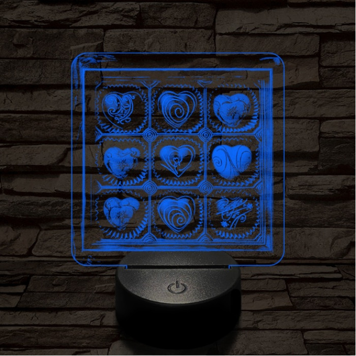 Szív desszert 7 színű valósághű 3D led lámpa