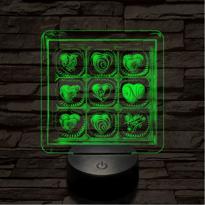 Szív desszert 7 színű valósághű 3D led lámpa