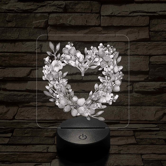 Szív alakú virágok 7 színű 3D led lámpa