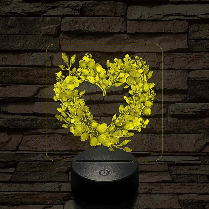 Szív alakú virágok 7 színű 3D led lámpa