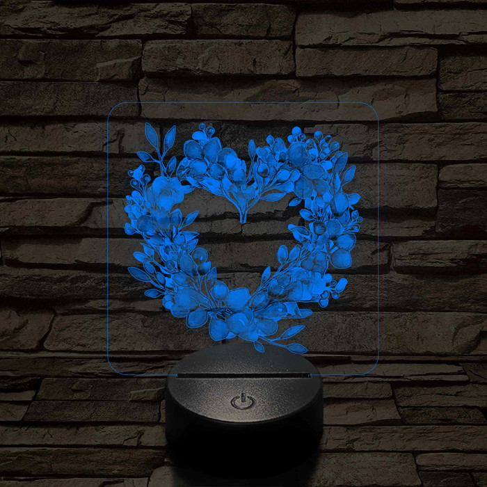 Szív alakú virágok 7 színű 3D led lámpa