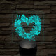 Szív alakú virágok 7 színű 3D led lámpa