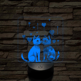 Szerelmes cicák 7 színű 3D led lámpa