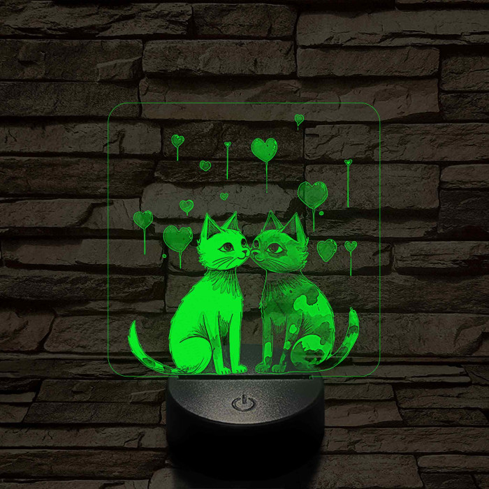 Szerelmes cicák 7 színű 3D led lámpa