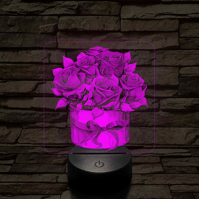 Rózsacsokor 7 színű 3D led lámpa
