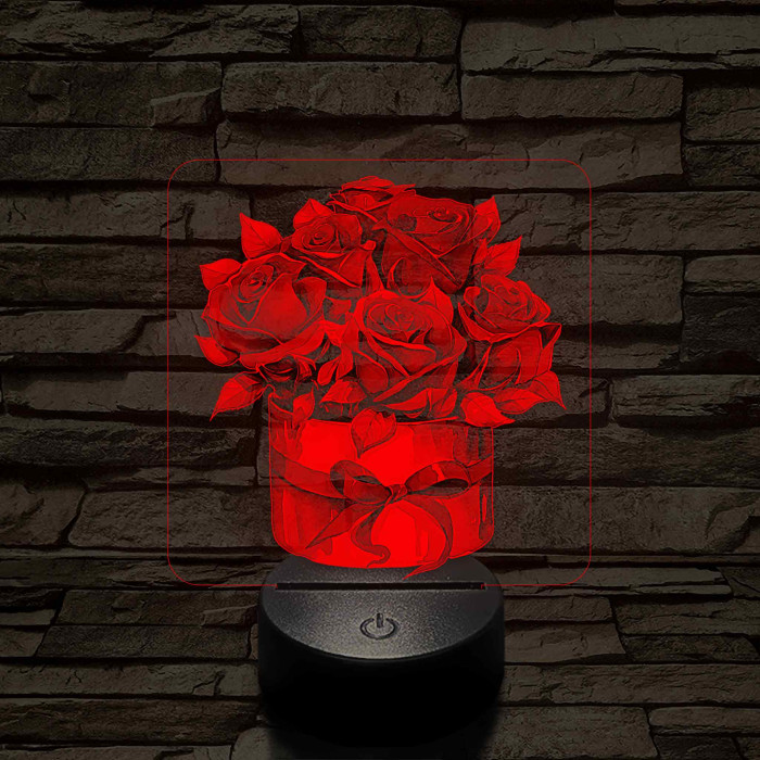 Rózsacsokor 7 színű 3D led lámpa