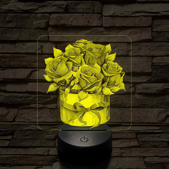 Rózsacsokor 7 színű 3D led lámpa